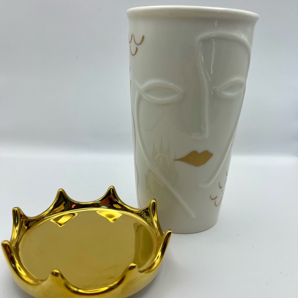 Starbucks Siren Ceramic Travel Mug with Gold Crown Lid 2016 - Picture 6 of 9